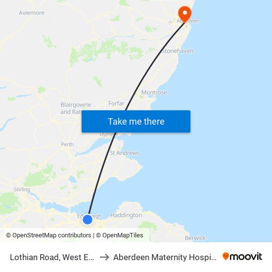 Lothian Road, West End to Aberdeen Maternity Hospital map