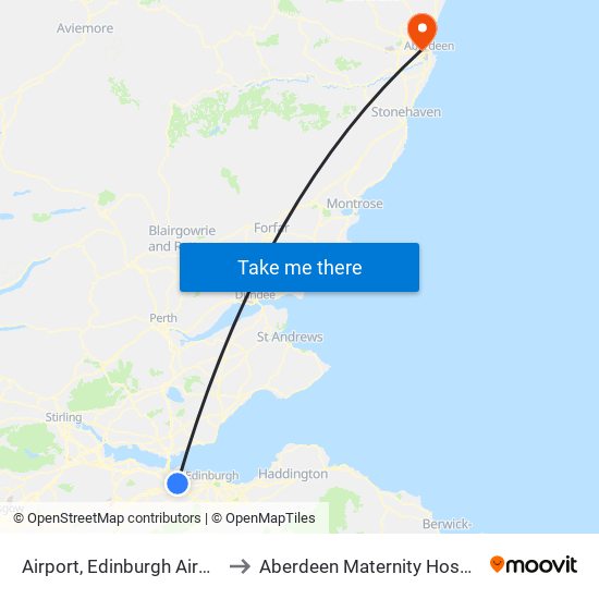 Airport, Edinburgh Airport to Aberdeen Maternity Hospital map