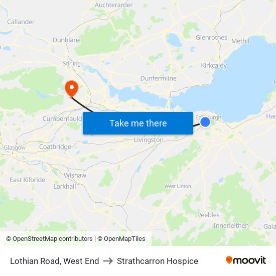 Lothian Road, West End to Strathcarron Hospice map