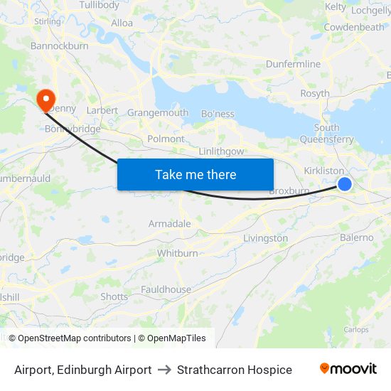 Airport, Edinburgh Airport to Strathcarron Hospice map