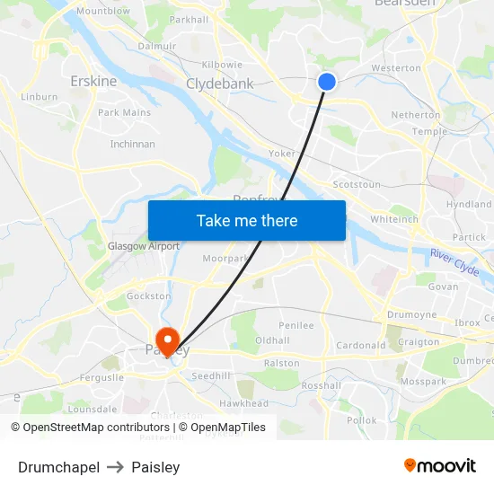 Drumchapel to Paisley map