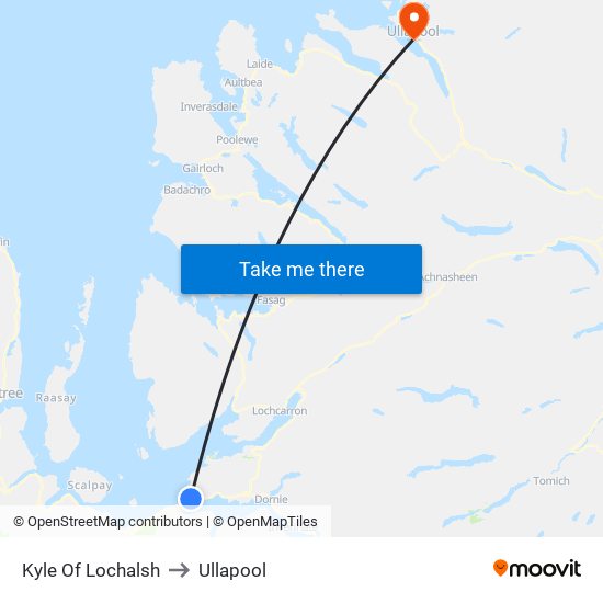 Kyle Of Lochalsh to Ullapool map