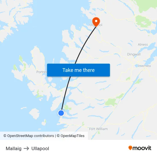 Mallaig to Ullapool map
