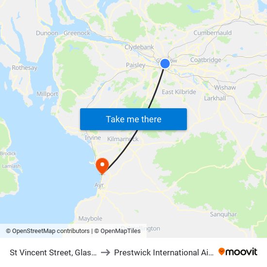 St Vincent Street, Glasgow to Prestwick International Airport map