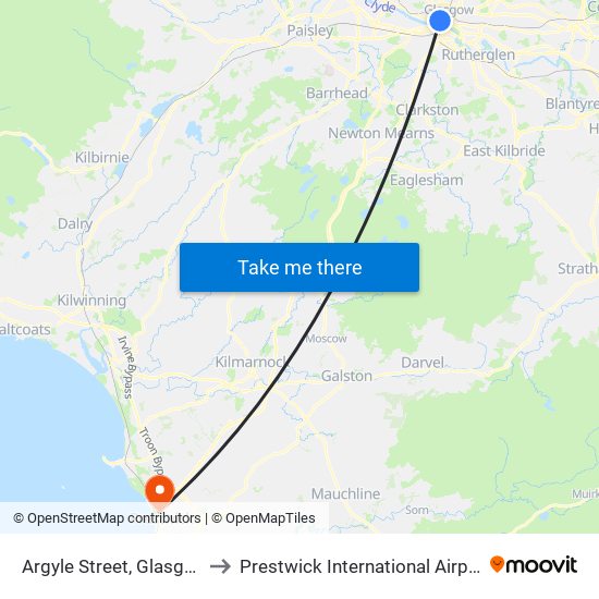 Argyle Street, Glasgow to Prestwick International Airport map