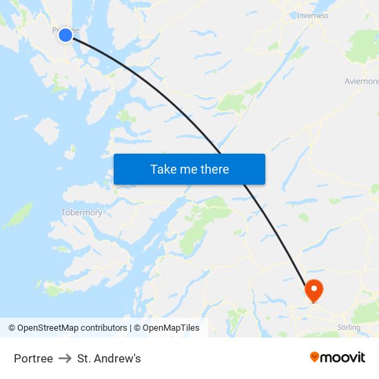 Portree to St. Andrew's map