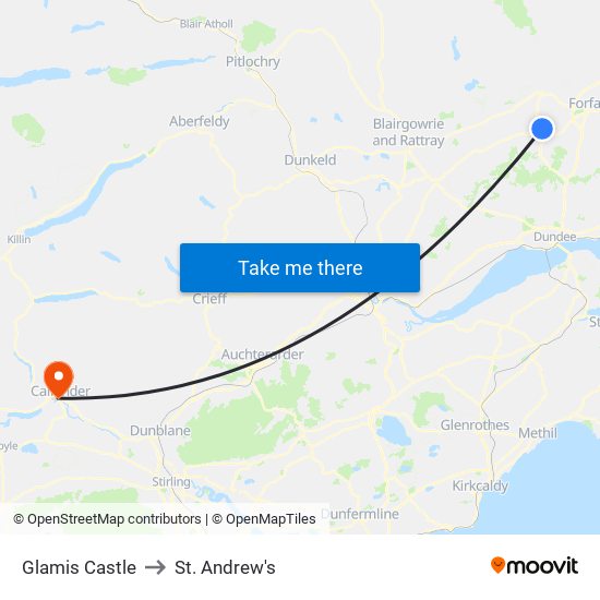 Glamis Castle to St. Andrew's map