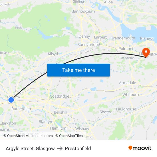 Argyle Street, Glasgow to Prestonfield map
