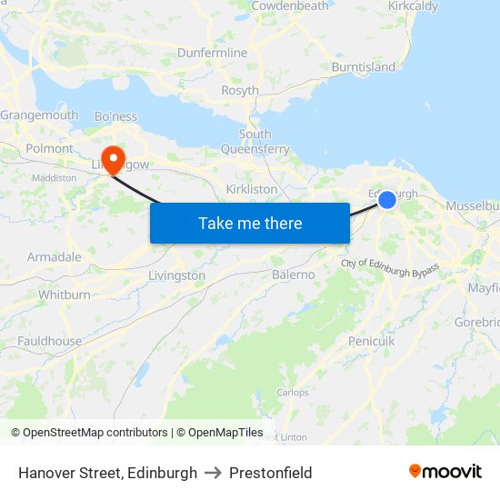 Hanover Street, Edinburgh to Prestonfield map