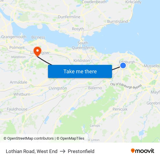 Lothian Road, West End to Prestonfield map