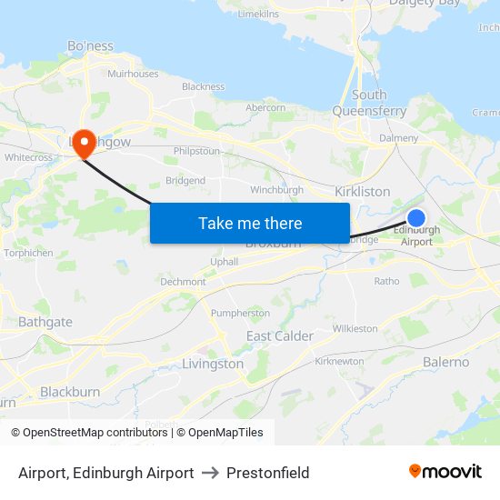 Airport, Edinburgh Airport to Prestonfield map