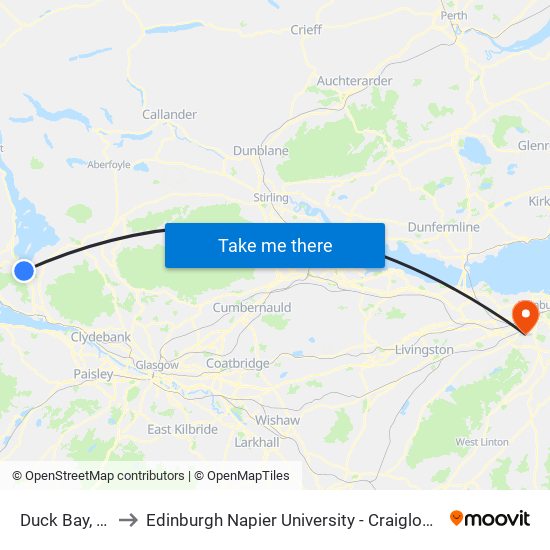 Duck Bay, Arden to Edinburgh Napier University - Craiglockhart Campus map