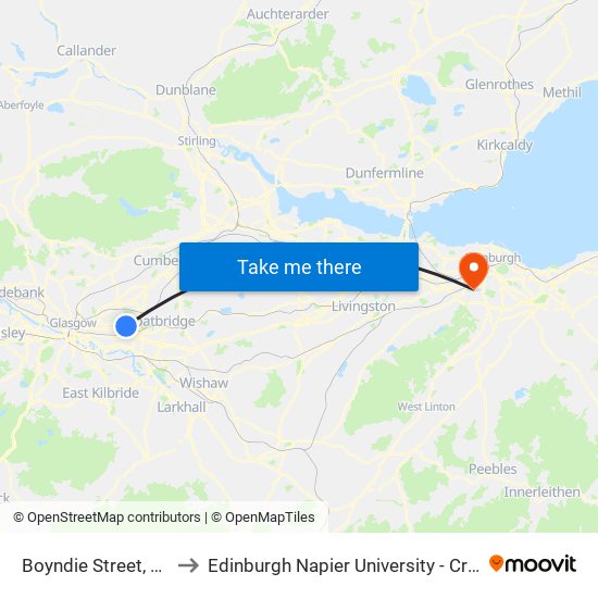 Boyndie Street, Easterhouse to Edinburgh Napier University - Craiglockhart Campus map