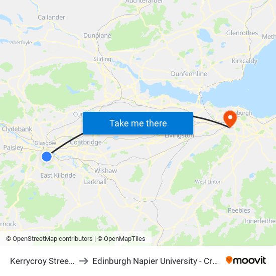Kerrycroy Street, Toryglen to Edinburgh Napier University - Craiglockhart Campus map