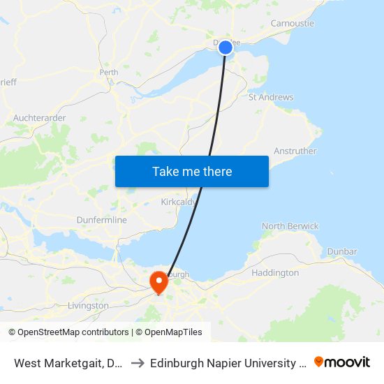 West Marketgait, Dundee City Centre to Edinburgh Napier University - Craiglockhart Campus map