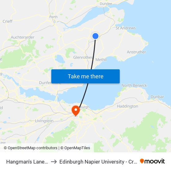 Hangman's Lane, Stratheden to Edinburgh Napier University - Craiglockhart Campus map