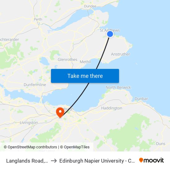 Langlands Road, St Andrews to Edinburgh Napier University - Craiglockhart Campus map