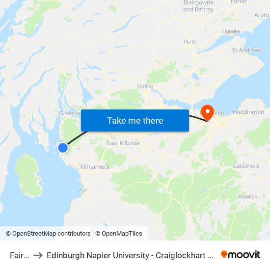 Fairlie to Edinburgh Napier University - Craiglockhart Campus map