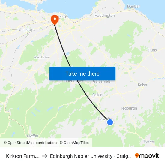 Kirkton Farm, Kirkton to Edinburgh Napier University - Craiglockhart Campus map