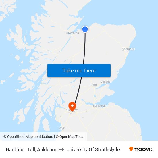 Hardmuir Toll, Auldearn to University Of Strathclyde map