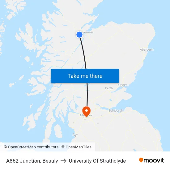 A862 Junction, Beauly to University Of Strathclyde map