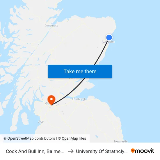 Cock And Bull Inn, Balmedie to University Of Strathclyde map