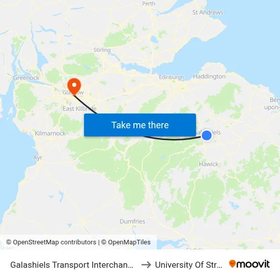 Galashiels Transport Interchange, Galashiels to University Of Strathclyde map