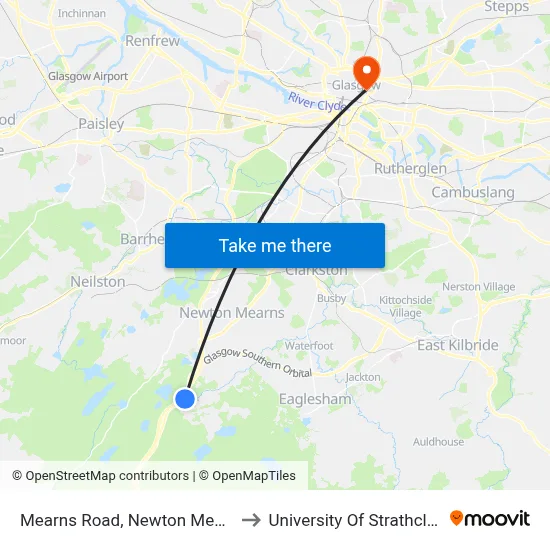 Mearns Road, Newton Mearns to University Of Strathclyde map