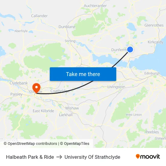 Halbeath Park & Ride to University Of Strathclyde map