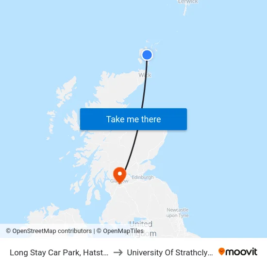 Long Stay Car Park, Hatston to University Of Strathclyde map