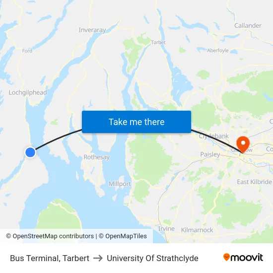 Bus Terminal, Tarbert to University Of Strathclyde map