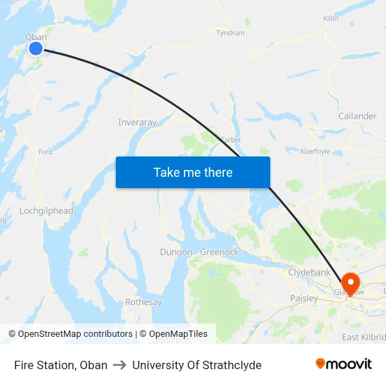 Fire Station, Oban to University Of Strathclyde map