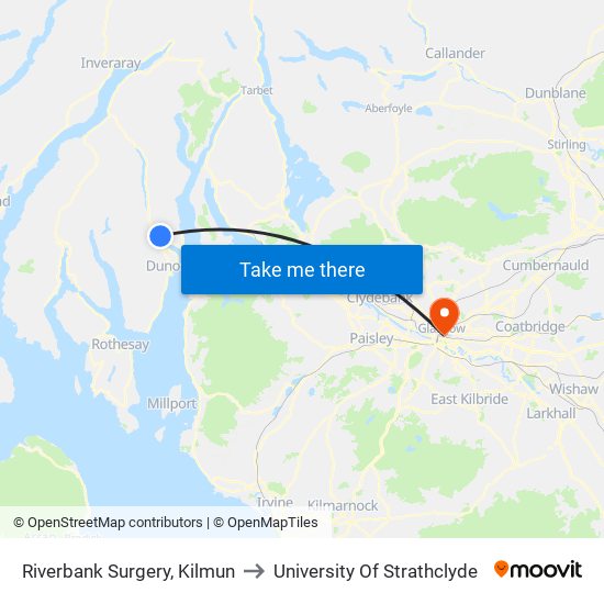 Riverbank Surgery, Kilmun to University Of Strathclyde map