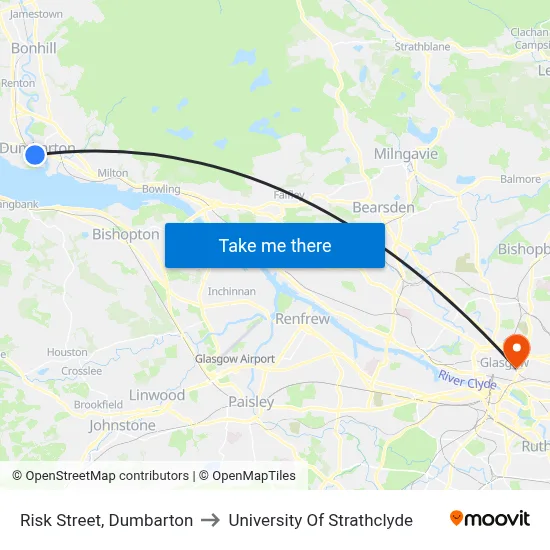 Risk Street, Dumbarton to University Of Strathclyde map