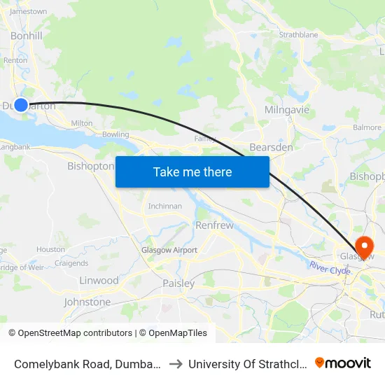 Comelybank Road, Dumbarton to University Of Strathclyde map