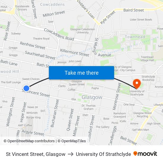 St Vincent Street, Glasgow to University Of Strathclyde map