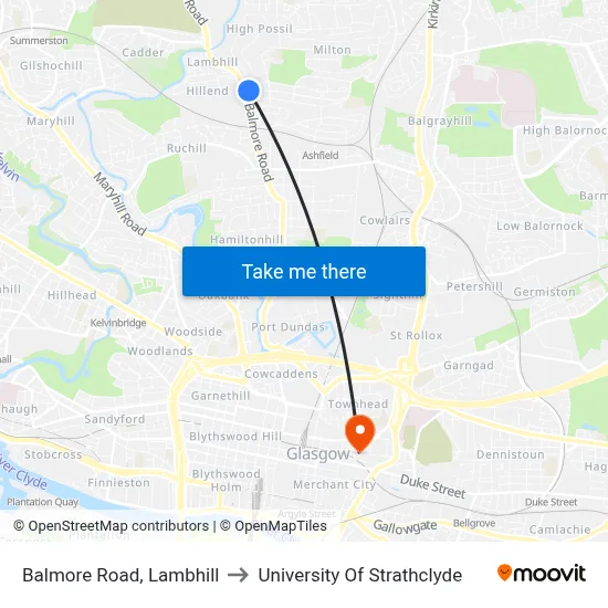 Balmore Road, Lambhill to University Of Strathclyde map