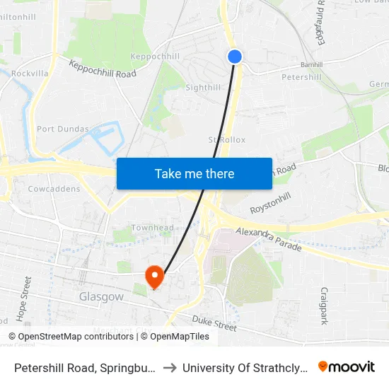 Petershill Road, Springburn to University Of Strathclyde map