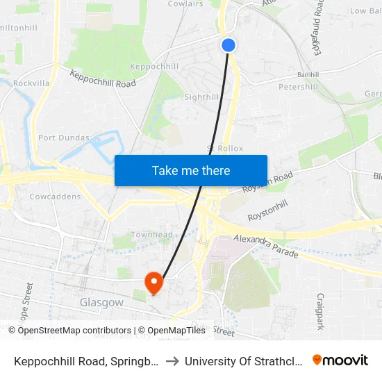 Keppochhill Road, Springburn to University Of Strathclyde map
