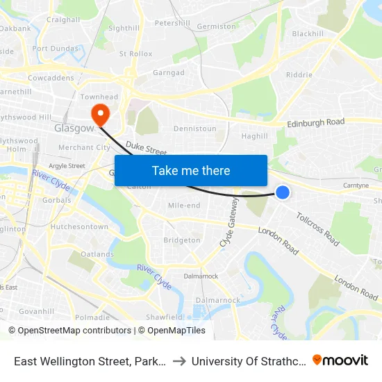 East Wellington Street, Parkhead to University Of Strathclyde map