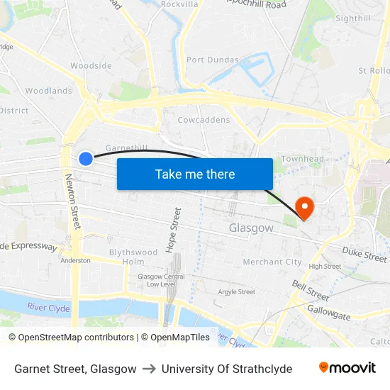 Garnet Street, Glasgow to University Of Strathclyde map