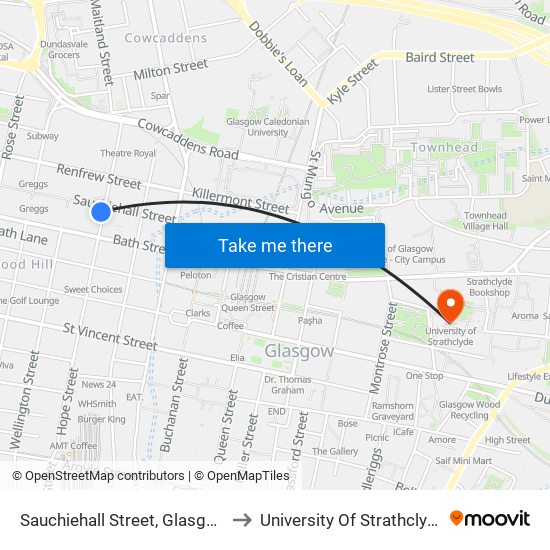 Sauchiehall Street, Glasgow to University Of Strathclyde map