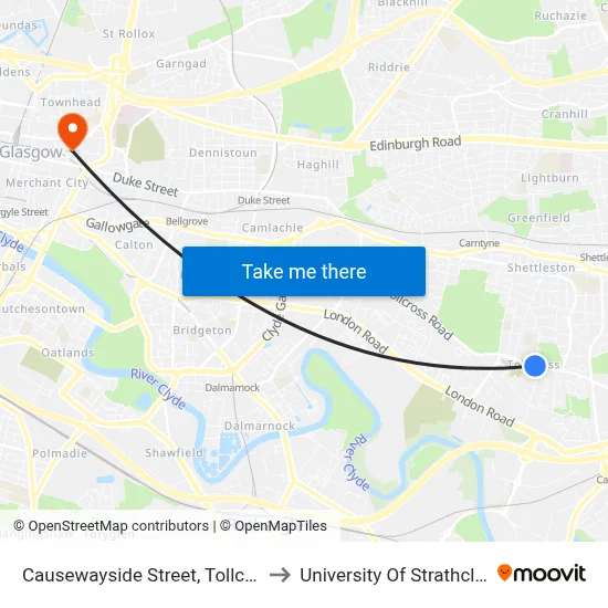 Causewayside Street, Tollcross to University Of Strathclyde map