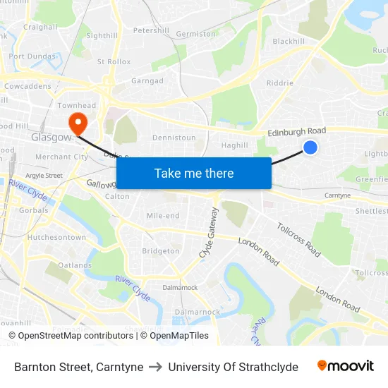 Barnton Street, Carntyne to University Of Strathclyde map