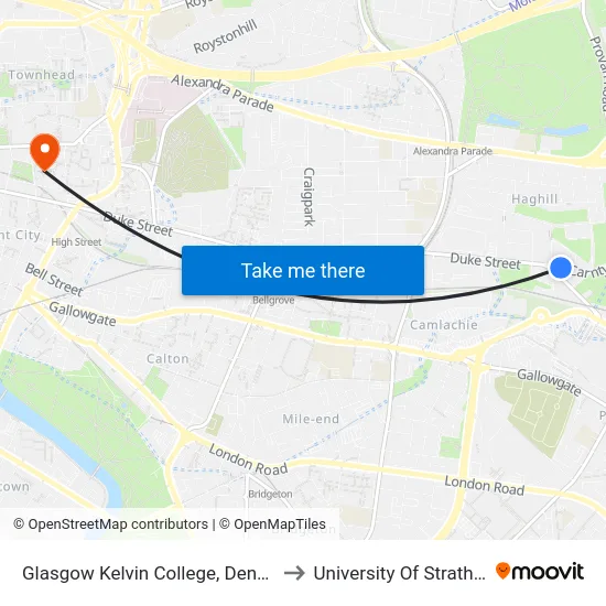 Glasgow Kelvin College, Dennistoun to University Of Strathclyde map