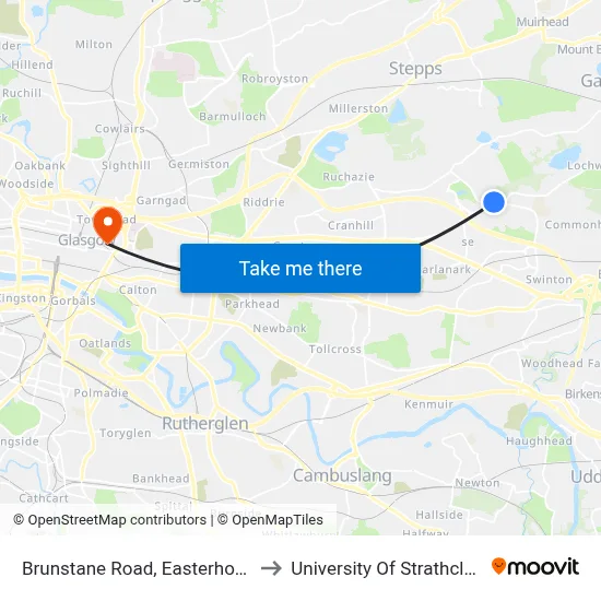Brunstane Road, Easterhouse to University Of Strathclyde map