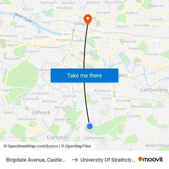 Birgidale Avenue, Castlemilk to University Of Strathclyde map