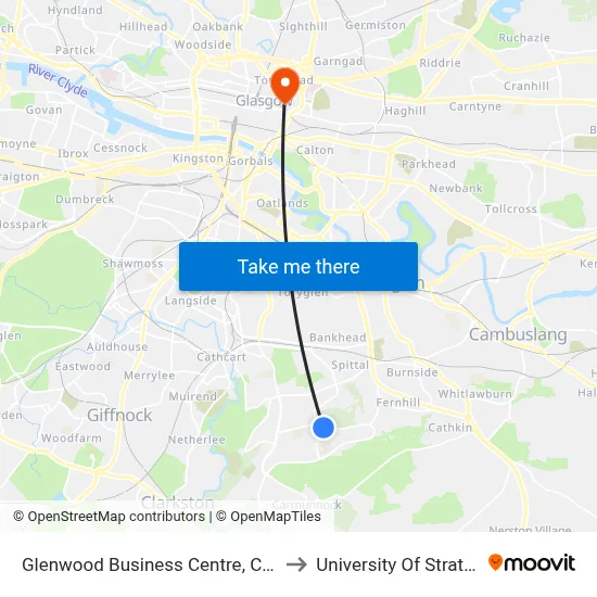 Glenwood Business Centre, Castlemilk to University Of Strathclyde map