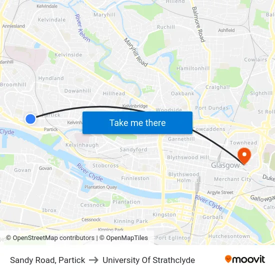 Sandy Road, Partick to University Of Strathclyde map
