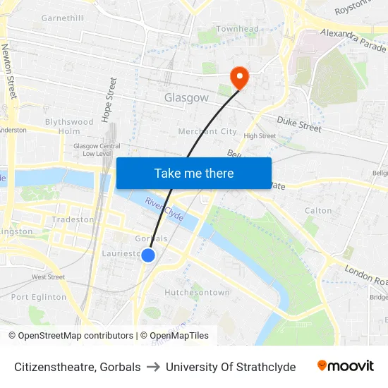 Citizenstheatre, Gorbals to University Of Strathclyde map
